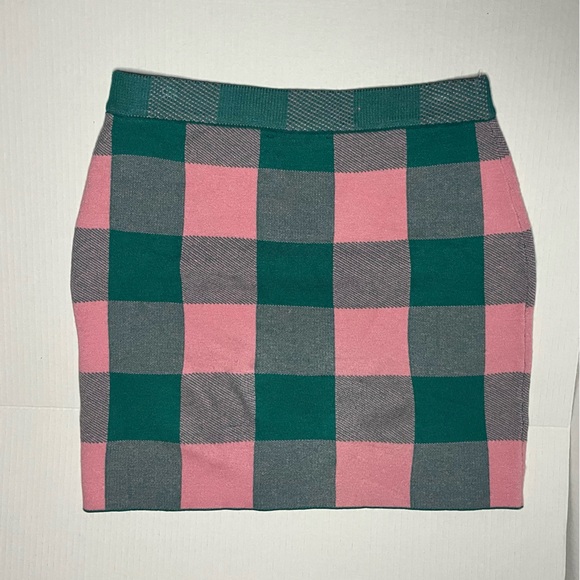 English Factory Plaid Knit Skirt - Picture 3 of 7